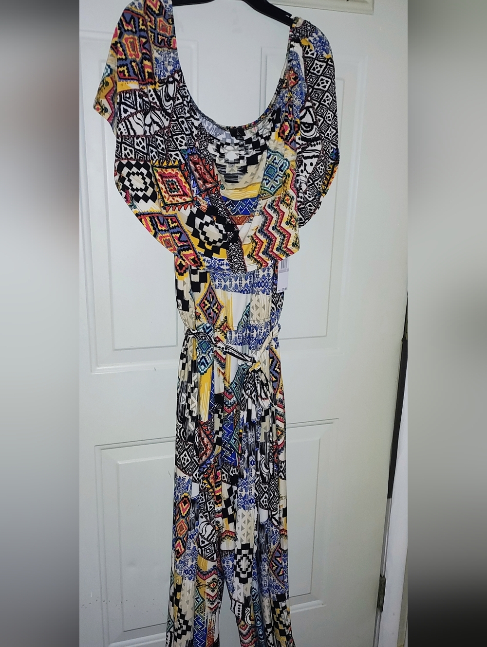 Women’s Multi-Color Patterned Off The Shoulder Jumpsuit Size 3X New With Tags